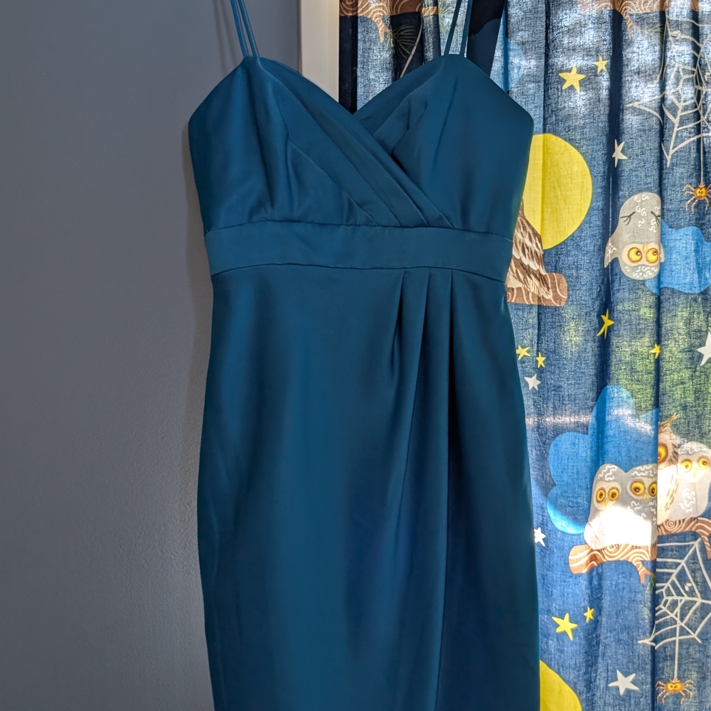 Alfred Angelo Blue Midi Dress with Spaghetti Straps